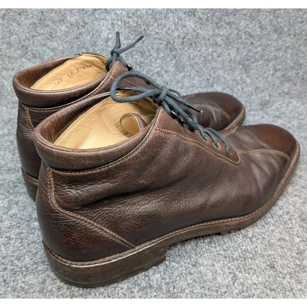 Arthur Beren Italy Brown Leather Chukka Ankle Boots Men 12 M Cap Toe Moustache